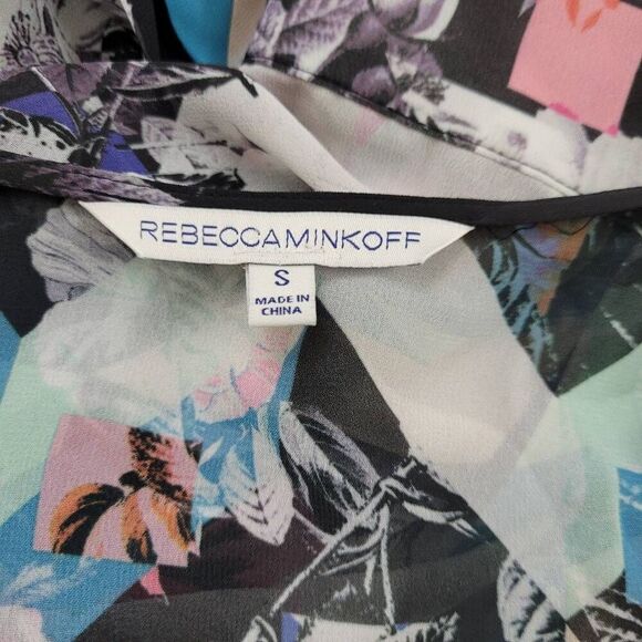 Rebecca Minkoff Pleated Midi Wrap Dress Sz S Floral Abstract Multi Color Feminin - Picture 5 of 9